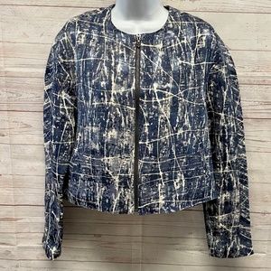 Burning Torch Quarry Abstract Print Oversized Cropped Jacket